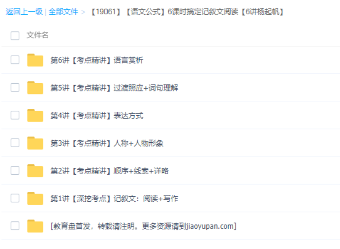 王帆语文公式6课时搞定记叙文阅读完结-小学语文论坛-小学百度网盘学习资料-看课盘