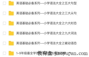 1-9年级最全学而思语法教学视频+Word版本课堂作业-小学英语论坛-小学百度网盘学习资料-看课盘