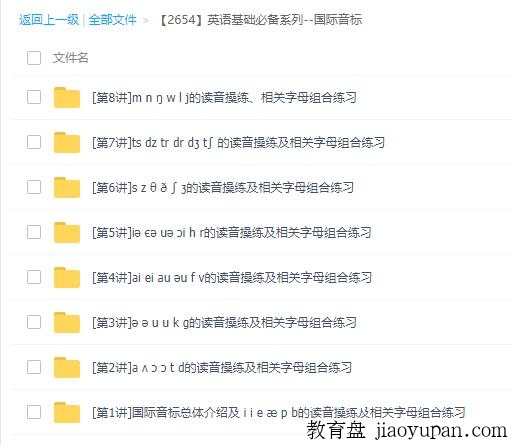 英语基础必备系列–国际音标【共8讲】-小学英语论坛-小学百度网盘学习资料-看课盘
