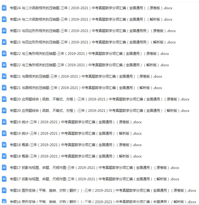 2019-2021各地数学中考真题专题汇编-初中数学论坛-初中网盘学习资料-看课盘