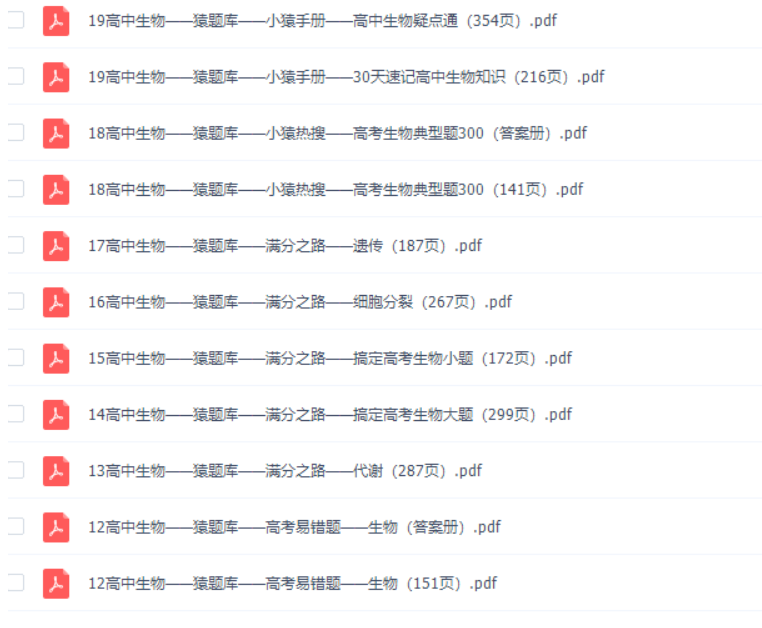高中辅导资料2020猿辅导(小猿搜题）生物PDF全套-高中生物论坛-高中百度网盘学习资料-看课盘