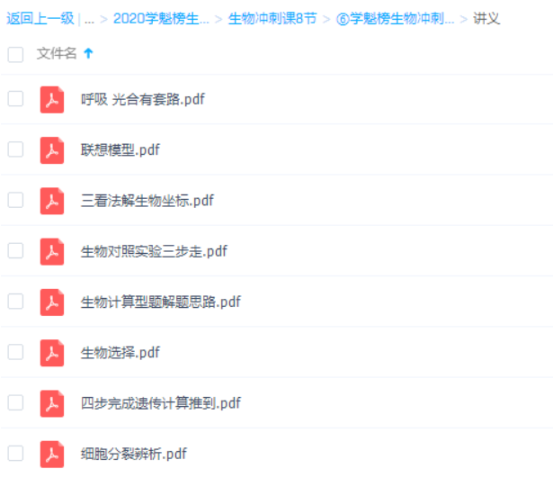 2020学魁榜生物胡忠林冲刺课8节完-高中生物论坛-高中百度网盘学习资料-看课盘