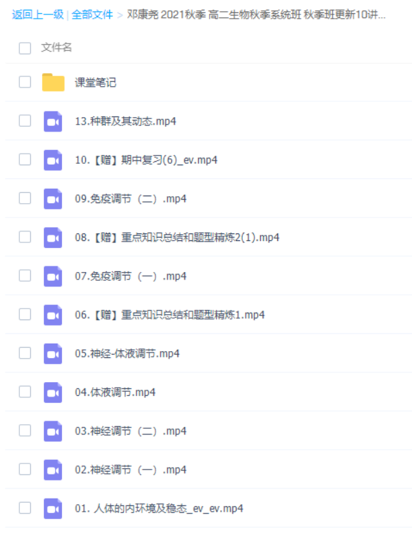 作业帮邓康尧2021高二生物秋季班更新13讲-高中生物论坛-高中百度网盘学习资料-看课盘