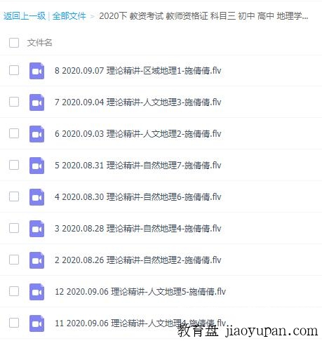2020下 教资考试 教师资格证 科目三 初中 高中 地理学科 施倩倩老师-教师资格证百度网盘论坛-教师资格证百度网盘-看课盘