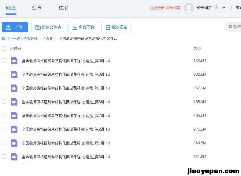 全国教师资格证统考结构化面试课程-刘运龙-共8讲-教师资格证百度网盘论坛-教师资格证百度网盘-看课盘