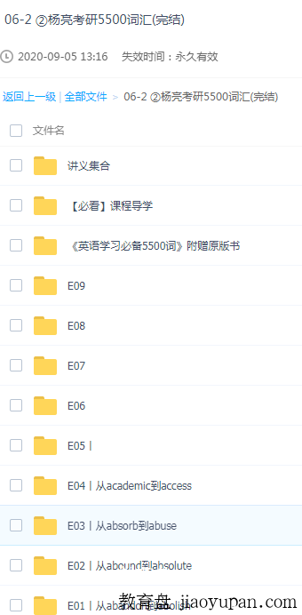 杨亮有道精品课英语学习必备5500词-英语论坛-大学百度网盘学习资料-看课盘